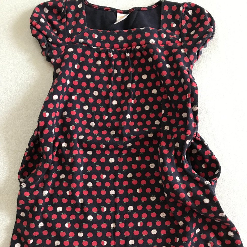 Gymboree Girls Size 4, Apples Dress w Side Pockets, 100% Cotton